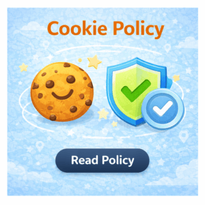 Cookie policy page illustration showing privacy and website data protection