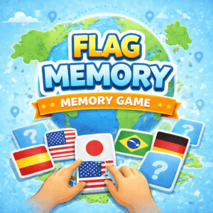 GeoMapGame: Free Interactive Geography Games & Map Quizzes 11 flag memory game showing world flags on interactive memory cards