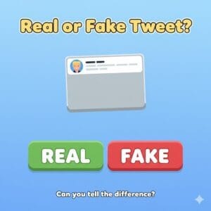 trump tweet real or fake quiz gameplay with real and fake buttons