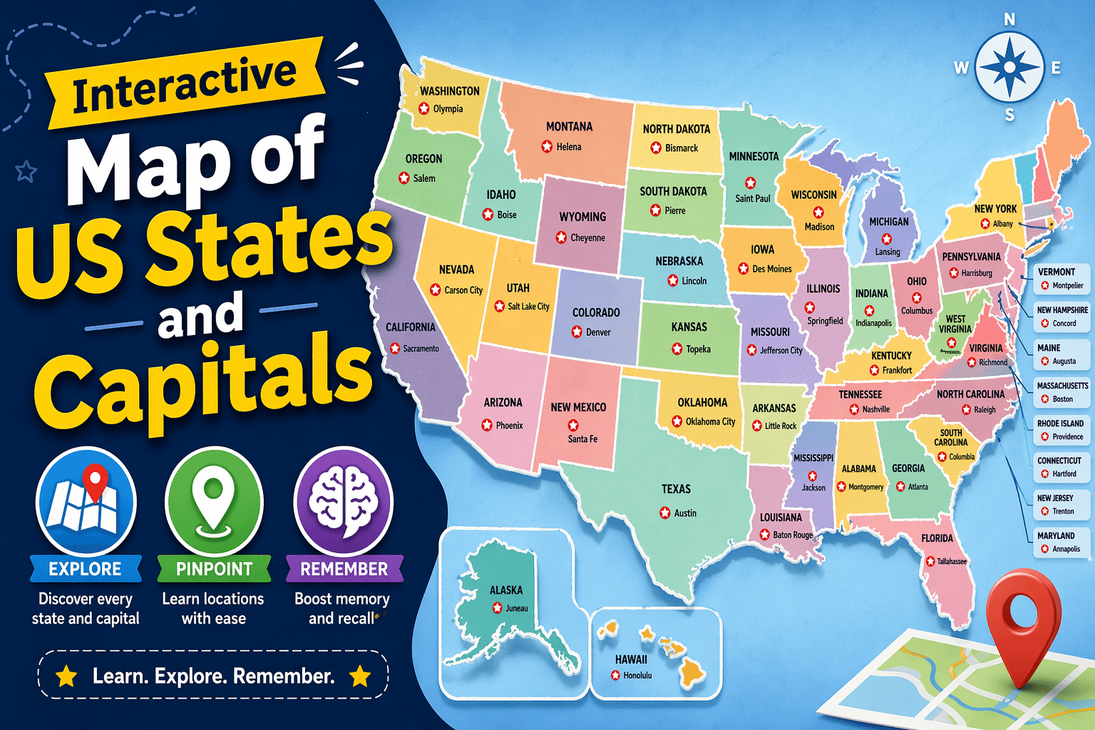 Interactive Map Of US States And Capitals Learn Faster Image 48 