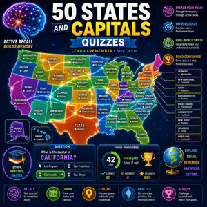 50 states and capitals quizzes