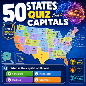 Master The: 50 States Quiz and Capitals for Smarter Learning 1 50 states quiz and capitals