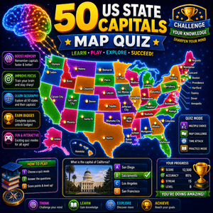 50 US State Capitals Map Quiz